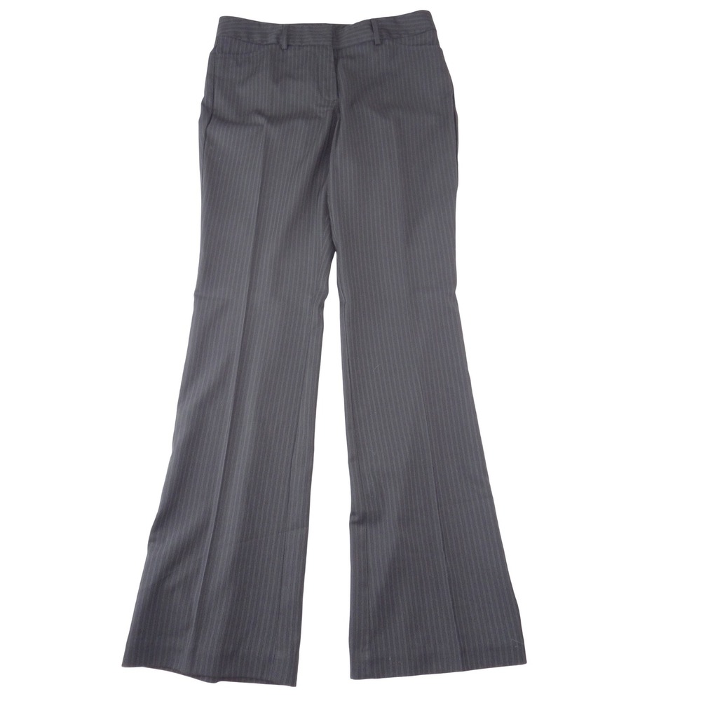 Worthington Modern Fit Pinstripe Wide Leg Work Dress Pants Black Grey Women Sz 6